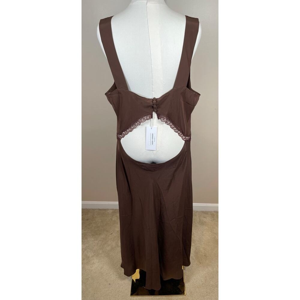 REFORMATION Provence Lace Trim Silk Cafe Brown Slip Maxi Dress Size 3X - Picture 7 of 9